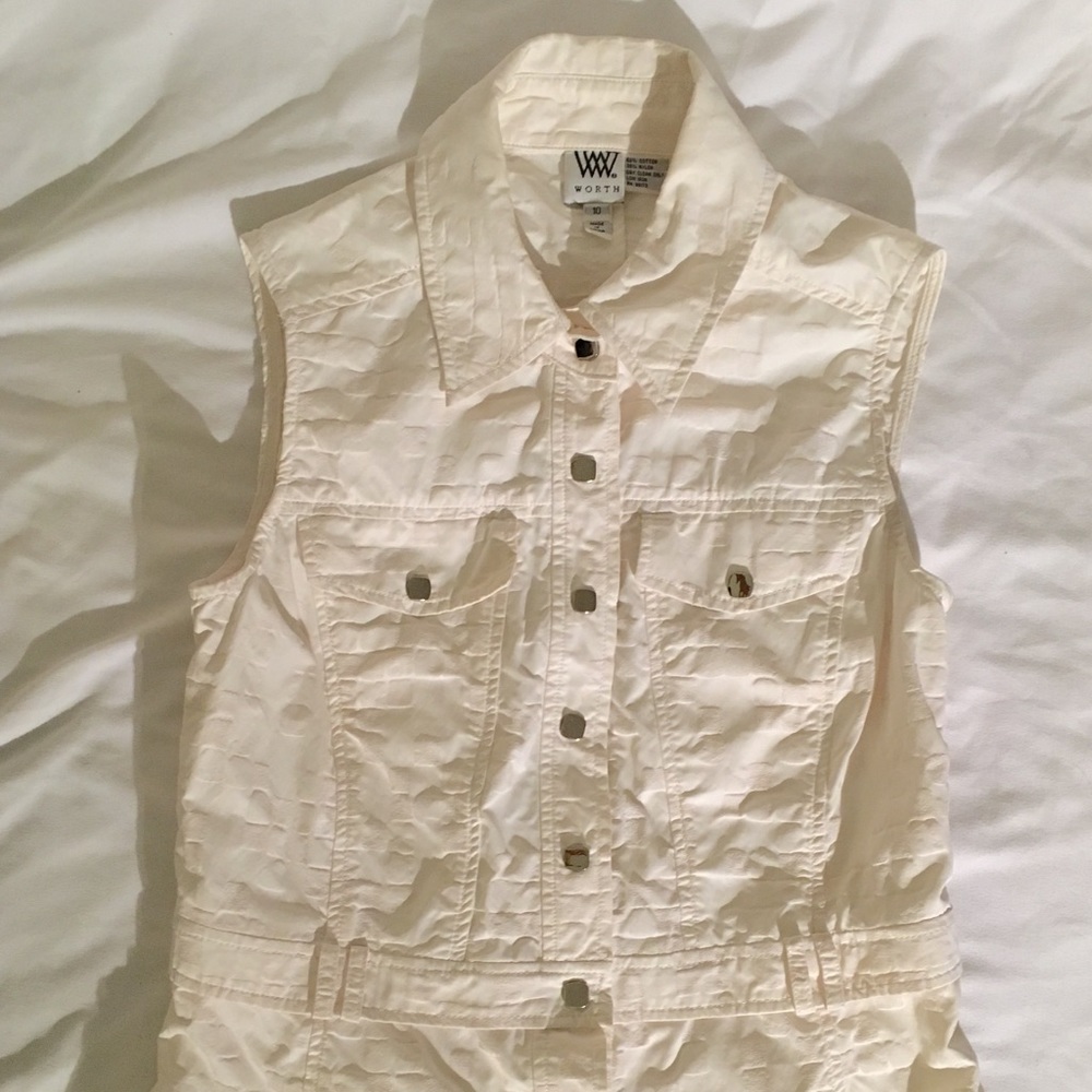 WORTH Optic White Textured Zip Off Vest